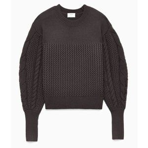 Aritzia  Wilfred Esmee Grey Merino Cable Knit Sweater